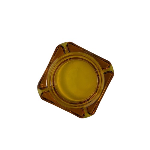Vintage Amber Glass Ashtray, Square Geometric Mid Century Modern Style 1970s MCM - Picture 5 of 10