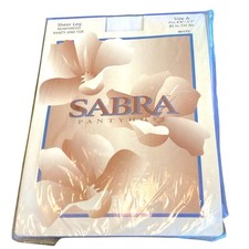 Vintage 80s 90s SABRA White Sheer Leg Pantyhose, Size A Hosiery NOS