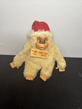 Vintage 1980s Russ Baby Gonga Thumb Sucker Monkey Plush Christmas Santa Hat