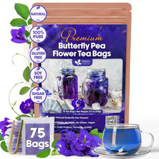 , Premium 75 Tea Bags Blue Butterfly Pea Flowers, 100 Natural and Pure from But