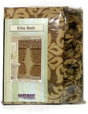 Home Dynamix Cloth Shower Curtain 70 x 72 Brown Elite Bath 20 Piece With Swag