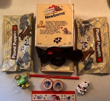 Lot 1985 Tonka POUND PUPPIES Newborn Pencil Case Topper Ruler Pull Back Car NOS