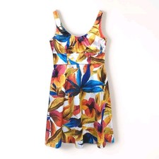 Evan Picone Fit & Flare Dress Size 8 Colorful Floral Sleeveless Knee Length