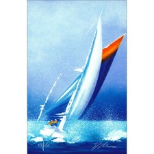 SPAHN Victor - Lithographie originale " Voiliers V " 26x17cm