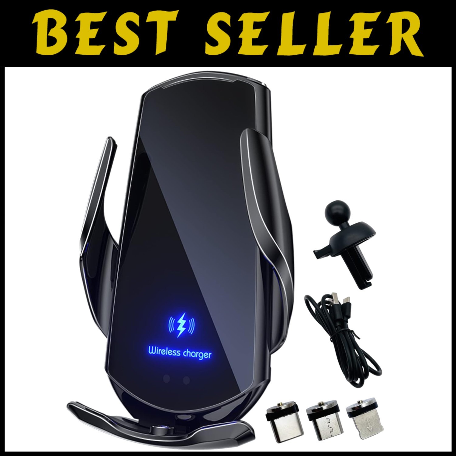 Auto-Clamping Car Phone Holder Bracket 15W Wireless