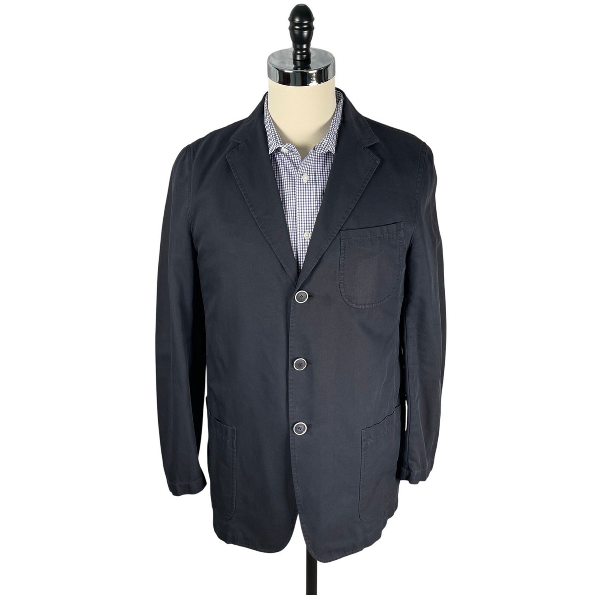 Barneys New York Blazer Jacket IT 50 Navy 100% Cotton with