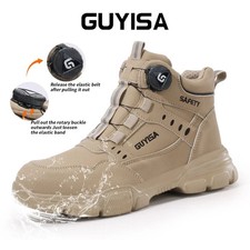 Mens Leather Ankle Safety Boots Lace Up Steel Toe Cap Work Boots Hiker Shoes Sz