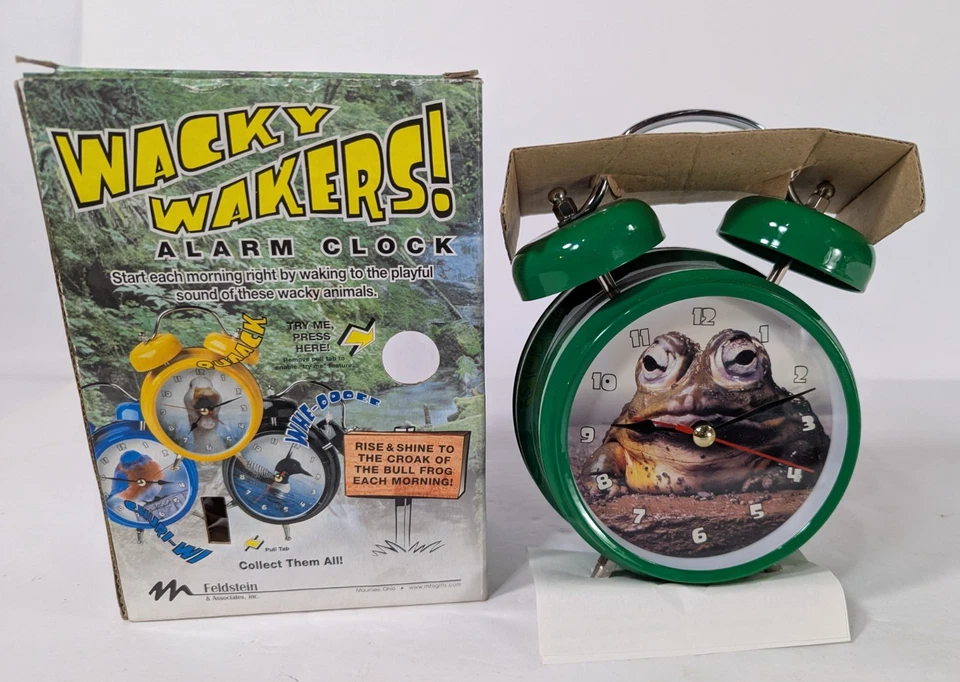 Wacky Wakers Bull Frog Reloj Despertador Croaks Divertido Loco Batería Opt. NUEVO con caja Foto 2 de 4