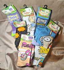 Nickelodeon Crew Sock Novelty sets 1990s Rugrats Hey Arnold Ren Stimpy Rocks NWT