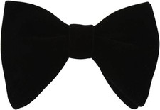 Mens Oversized Velvet Bow Tie Solid Color Formal Tuxedo Pre-Tied Big Black