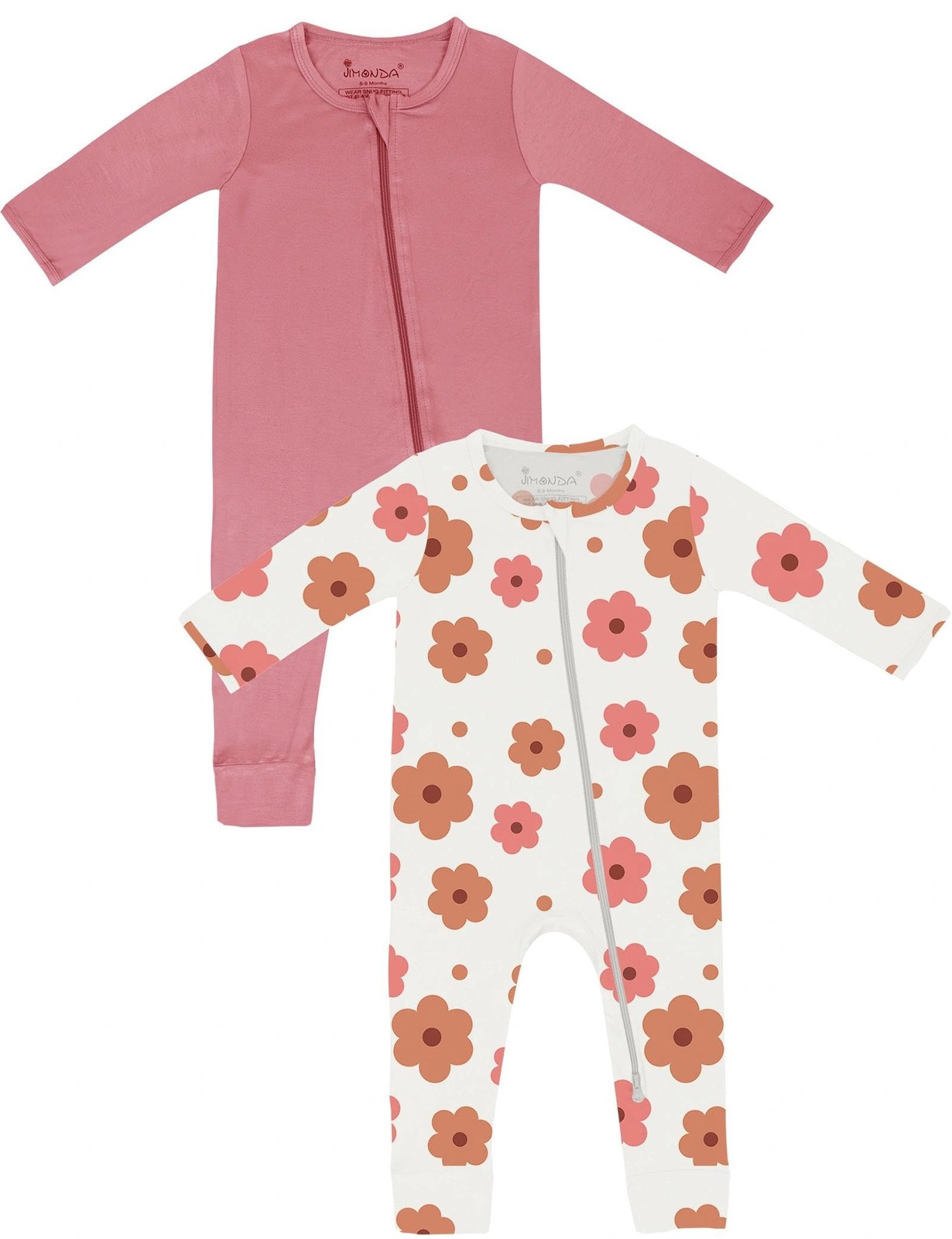 Baby Romper Boys Girls Pajamas 2-Way Zipper Footless Unisex Long Sleeve Sleep...-image