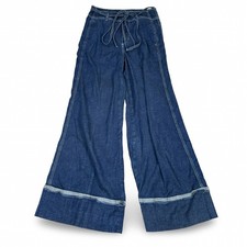 Pilcro Anthropologie Ultra High Rise Wide Leg Jeans Dark Wash Tie Waist 26