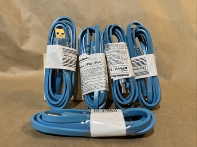 (5) Blue 4 ft USB Lightening Charging Cable Fast Sync Cord for iPhone iPad iPod