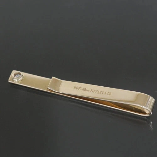 TIFFANY & Co. Barra de corbata/clip oro amarillo 14K/diamante accesorios para hombre #O1454 Foto 2 de 4