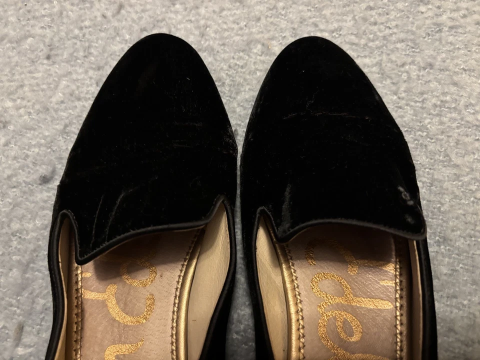 Черные бархатные мокасины Sam Edelman Jordy размер 9,5, сказочный гот, вышитый логотип - Изображение 4 из 4