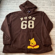 Disney Winnie The Pooh 68 Brown Fleece Zip Up Hoodie Size 2XL