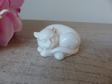 Franklin Mint – Chat endormi en boule crème, Figurine Curio Cabinet Cats Netsuke