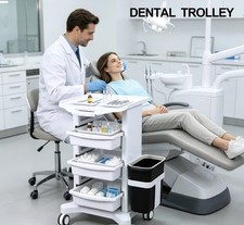 3-Tier Mobile Cart Mobile Metal Storage Cart With 3-Tier Removable ABS Trays,