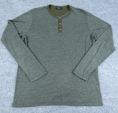 Velvet Graham & Spencer Shirt Mens Large Green Henley Long Sleeve Made USA