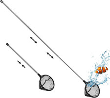 Telescopic Aquarium Fish Net, Fine Mesh round Fish Net for Fish Tank with Extend