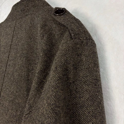 Wantdo Wool Blend Pea Coat Jacket Trench Coat Men L Herringbone Tweed Brown NEW image 9