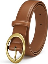 Women Leather Belts for Jeans Pants Dresses Fashion Ladies Waist Belt Gold/Silve