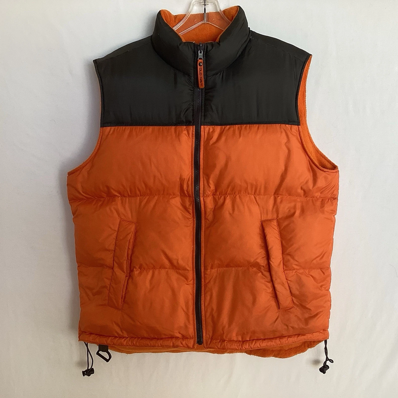 Old Navy Men’s Water-Resistant Reversible Down Puffer Vest Sz M Orange/Black