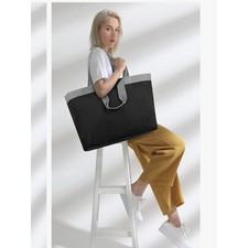 CHICECO Tote Bag for Gym Work Waterproof Nylon Beach Bag - Black Grey (TXABIN)
