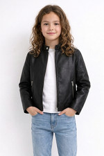 Girl Genuine Sheep Leather Jacket Handmade Black Girls Jacket 2 to 12 Yrs