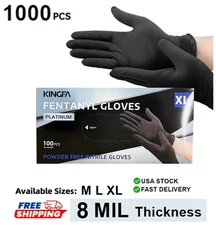 8 Mil Black Nitrile Exam Grade Heavy Duty Powder-Free 8mil 1,000 PC (M L XL)