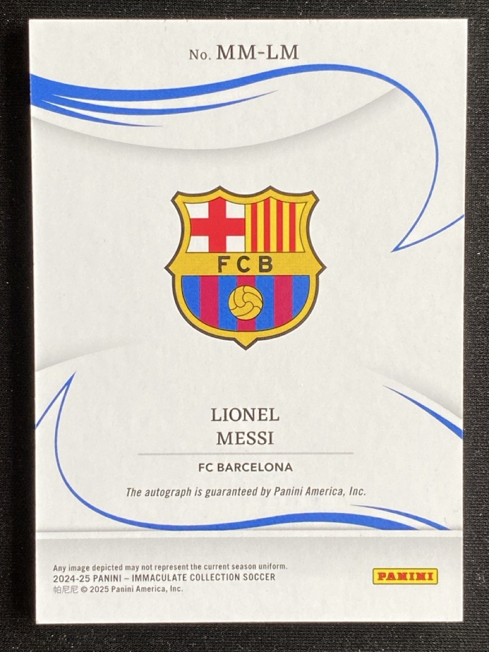 Lionel Messi 2024-25 Panini Immaculate Collection Modern Marks Auto /25 #MM-LM view 2
