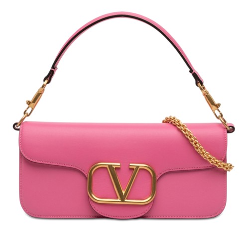 Valentino Medium Calfskin VLogo Loco Satchel Pre-Loved Pink