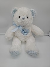 Aurora Baby Boy Blue White My 1st Teddy Bear Plush Animal Toy 12  Lovey Soft