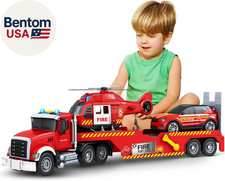 Toddler Boy Toys for 3 4 5 6 7 Years Old Kids, 21" Semi Fire Truck Toy with Raci