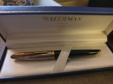 Penna stilografica Waterman Carene Deluxe nera e oro oro 18 kt larga pt in scatola *