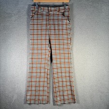 Vintage Levi  s Panatela Plaid Flare Pants 70s Brown Disco Trousers 30x28