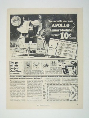 Apollo Lunar Module Model Ad 1970 Americas Space Race Moon Print AD