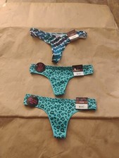 Lot of 3 Pairs of Women's Cute THONG Panties NOBO Size Small 3-5 NWT 