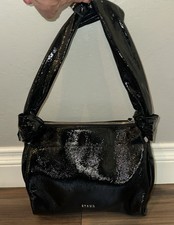 Staud Lisbett patent leather shoulder bag in black