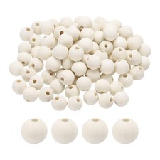 100pcs 16mm Wooden Color Round Wood Beads 3.3mm Large Hole for Jewelry Making