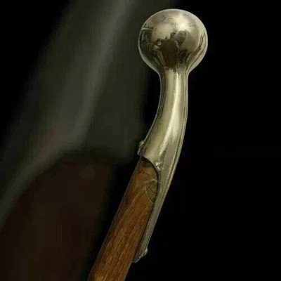 Victorian Wooden Walking Vintage Antique Stock Brass Head Handle
