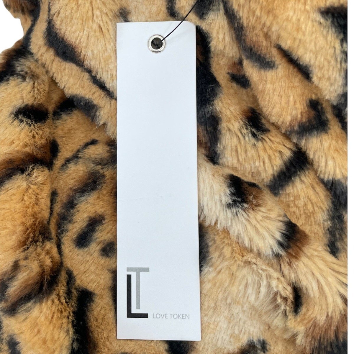 Love Token Faux Fur Tiger Print Coat Magnetic Closure Women