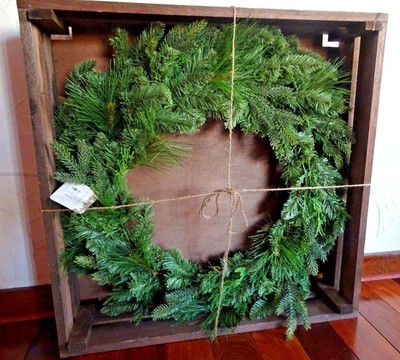 24 Mixed Pine Wreath In Rustic Wooden Box Frame Dillard S New With Tags 75 Ebay