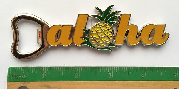 Hawaiian Bottle Opener Hawaii Aloha Pineapple Metal Magnetic Tiki Bar Decor LUAU