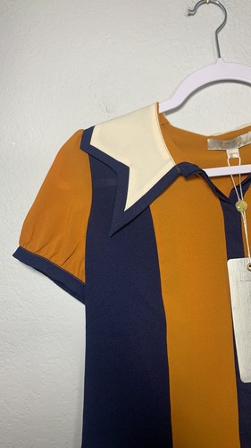 Vero Moda Classics Color Block Short Sleeve Button Down Collar Top Sz Small - Picture 5 of 10