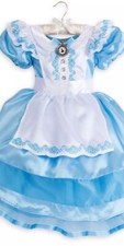 DISNEY STORE Authentic Alice In Wonderland costume Sz 9/10 DRESS Halloween