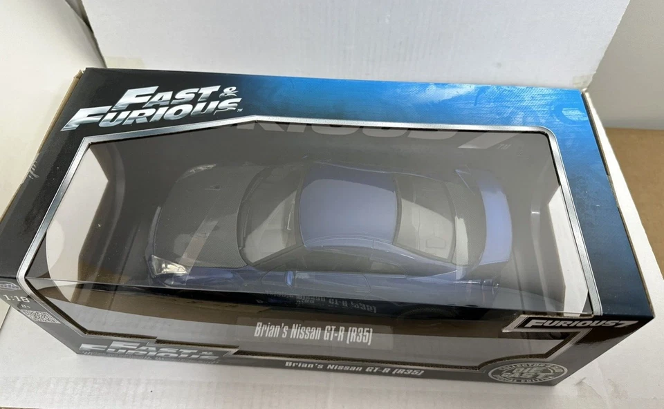 JADA FAST & FURIOUS BRIAN'S 2009 NISSAN SKYLINE GT-R R35 BLUE 1:18 DIECAST  #35 - Image 3 of 4