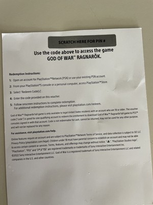 God of War Ragnarok PlayStation 5 PS5 Full Game Redemption Code Unused on  Paper | eBay