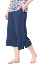 Cuddl Duds Wide Rib Cropped Pant Oxford Navy