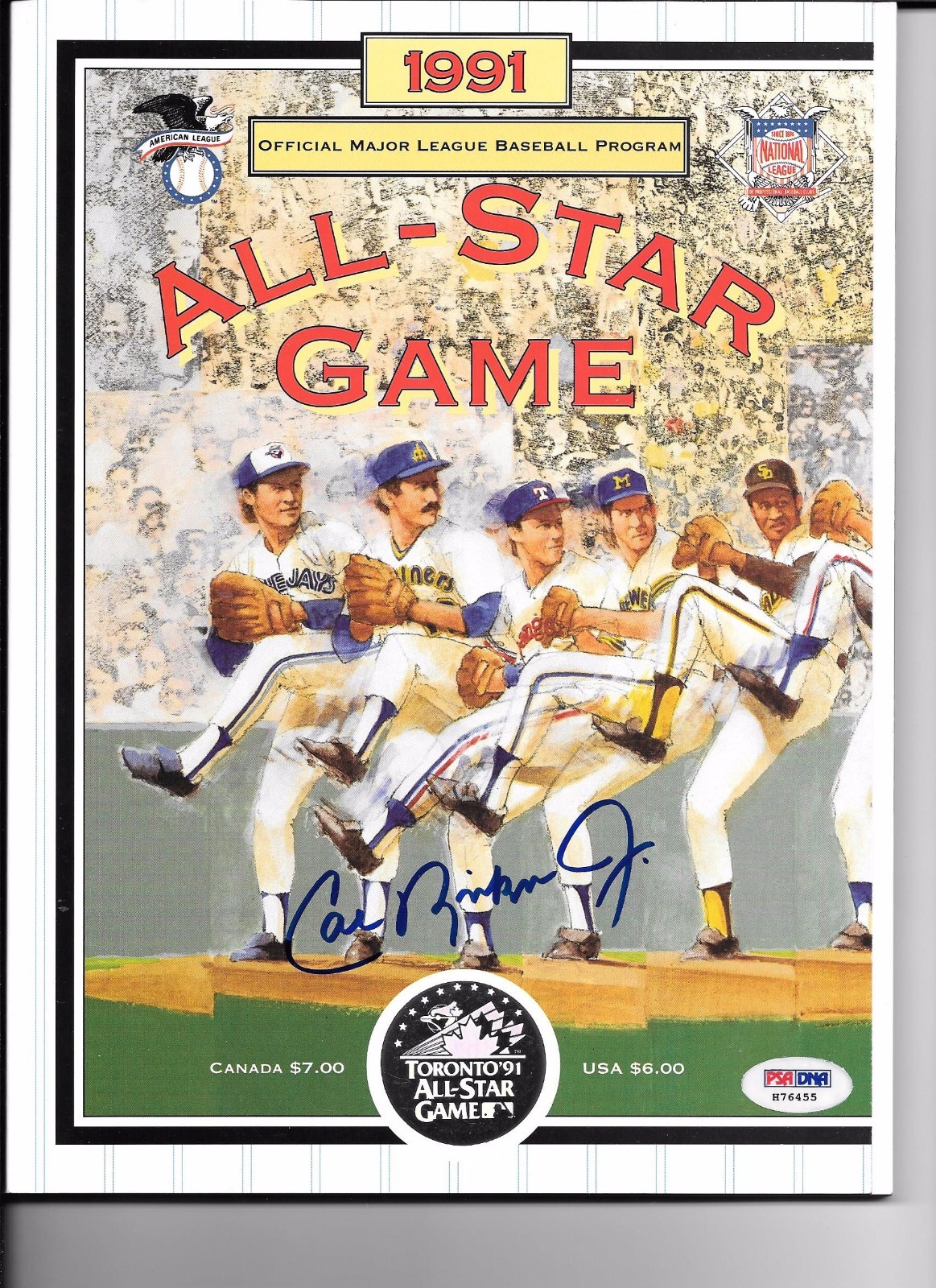 Cal Ripken Jr Autograph / Signed 1991 all star program psa/dna Baltimore Orioles